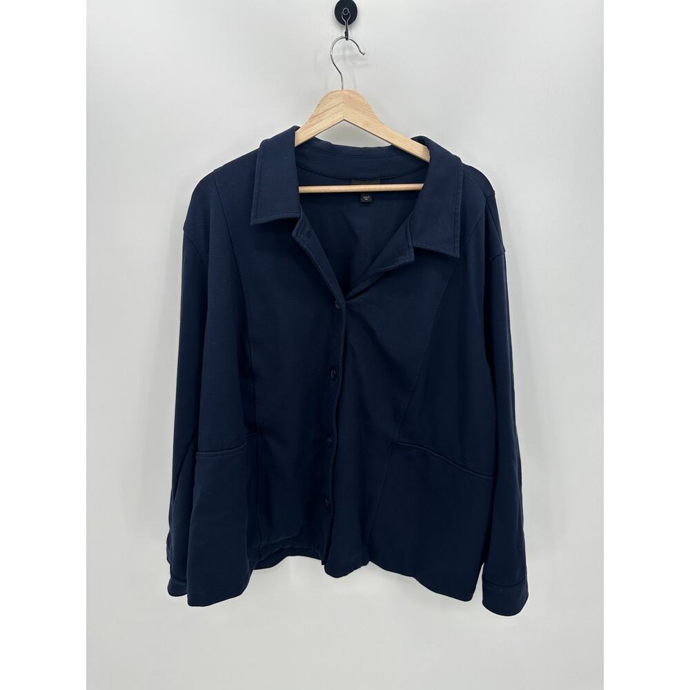 J.Jill Wearever Collection Button Front Jacket Cardigan Navy Blue Women 4X GY18
